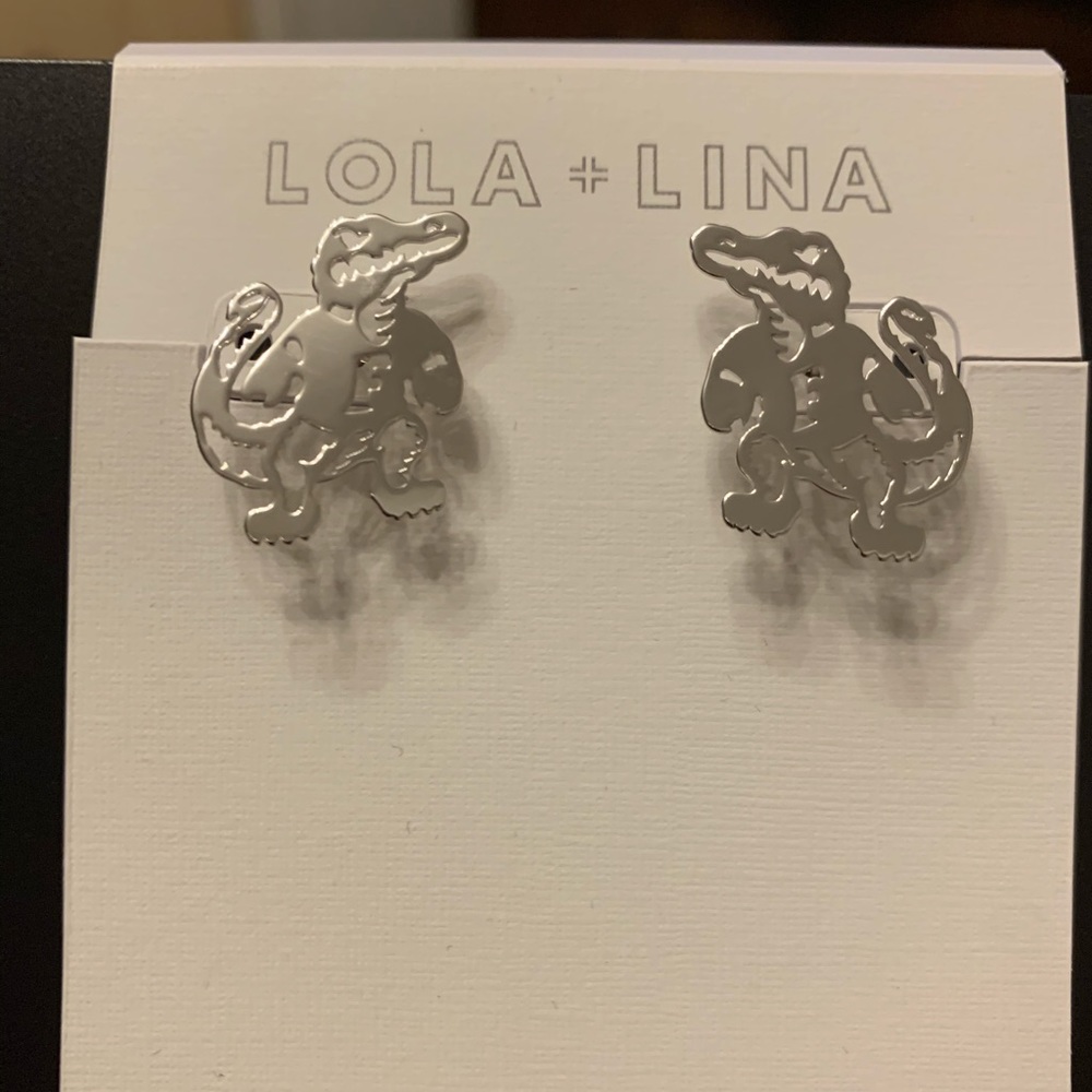 - **NWT** Silver Florida Gator Stud Earrings